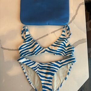 Triangl Swimwear Bikini in Blue and White Zebra print
